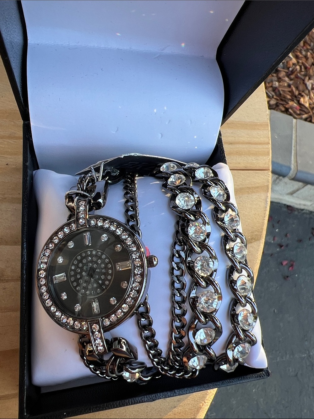 Hem Black and Silver Crystal Wrap Watch Pendant